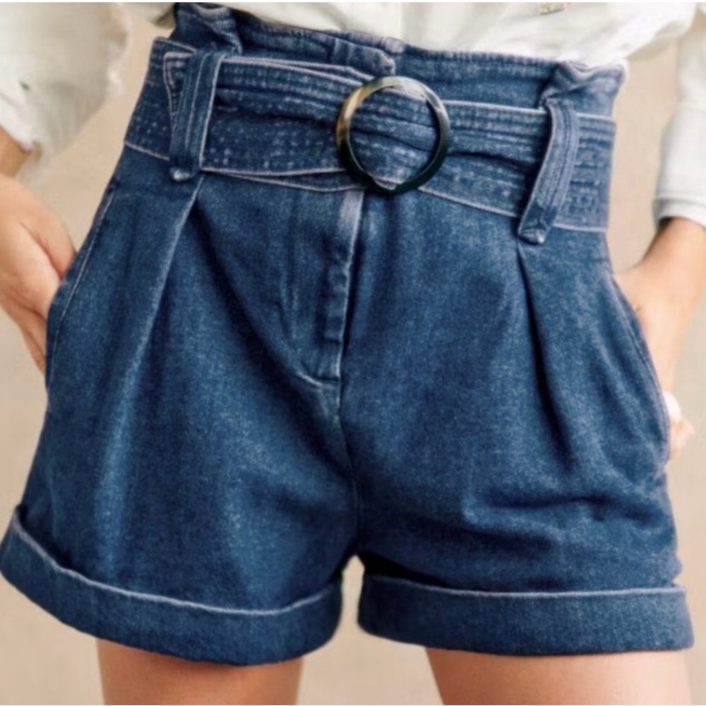Sezane Rome denim short high waisted size 34 US XS